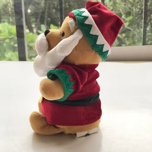 Vintage Disney Store Winnie the Pooh Christmas Santa Plush Stuffed Animal - Picture 5 of 12